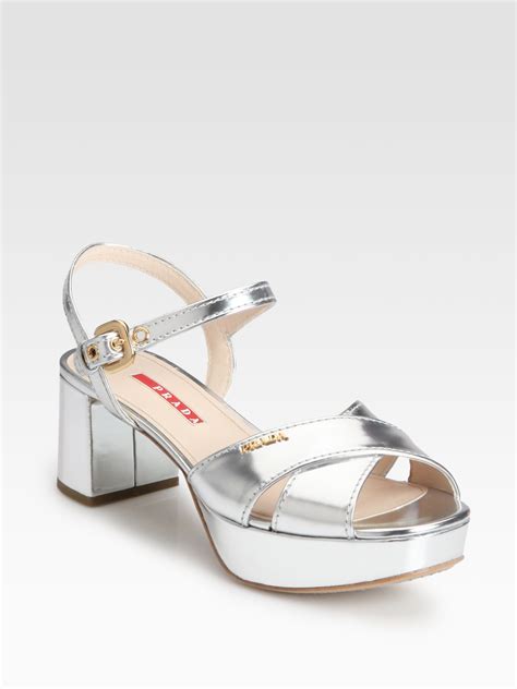 prada criss cross platform sandals|Prada Criss Cross Metallic Leather Platform Sandals.